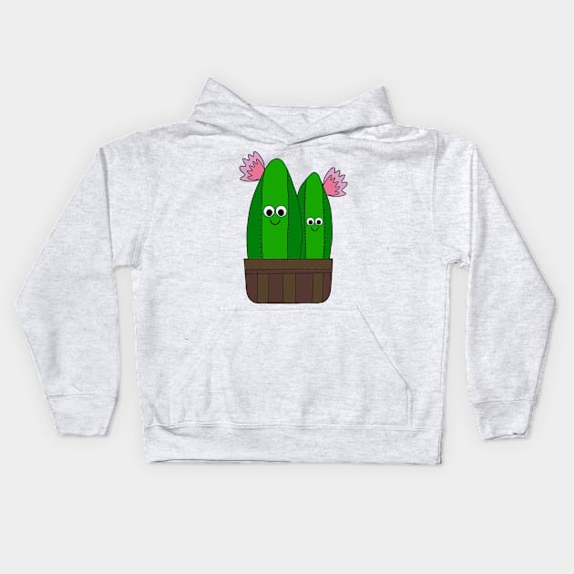 Cute Cactus Design #198: Cacti Cuties In A Basket Kids Hoodie by DreamCactus